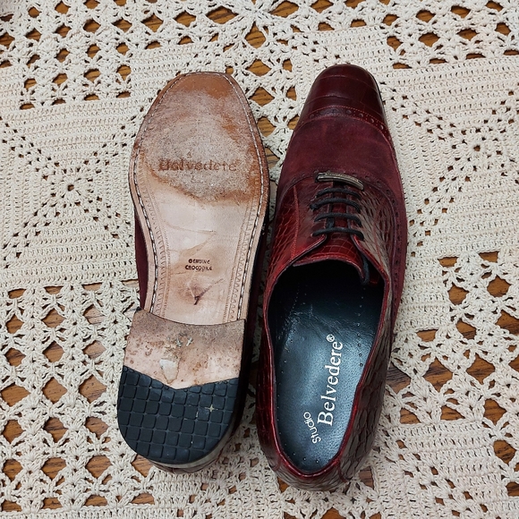 Studio Belvedere crocodile pointy toe dress oxford shoes - Picture 7 of 9